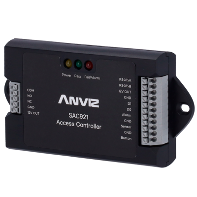 Controlador de acesso ANVIZ SAC921 preto com LEDs e terminais