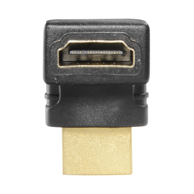 Adaptador HDMI preto com conector dourado