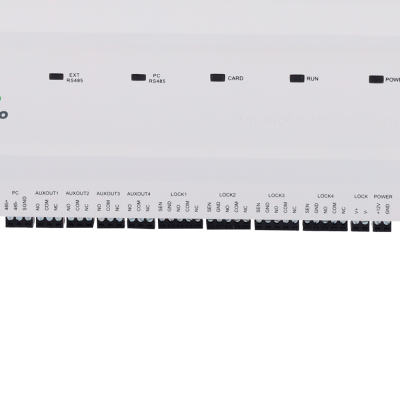 Painel branco de controle avançado de acesso com terminais etiquetados