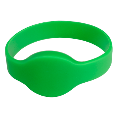Pulseira verde de silicone com área oval central lisa