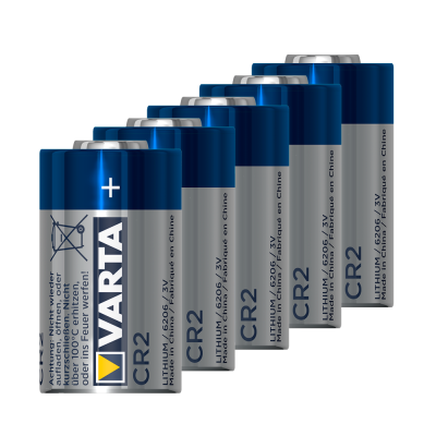 sete pilhas VARTA CR2 de lítio azul e prata