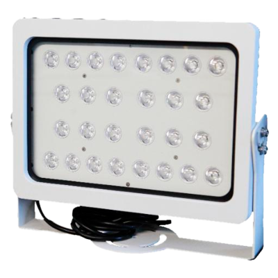 Projetor LED branco retangular com 30 lâmpadas e cabo preto