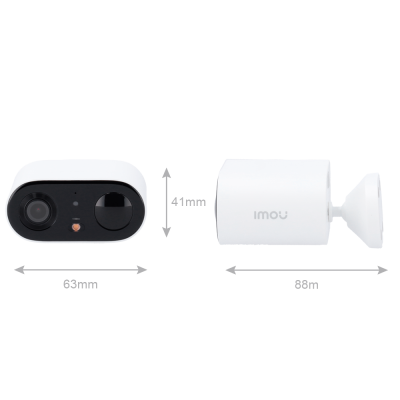 Câmaras de segurança brancas Imou com dimensões indicadas