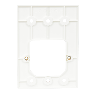 Base retangular branca em plástico com furos e abertura quadrada