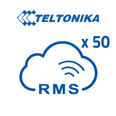 Logótipo Teltonika com nuvem e texto x 50 RMS