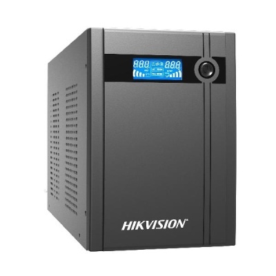 Fonte de alimentação UPS preta HIKVISION com ecrã digital e botão frontal