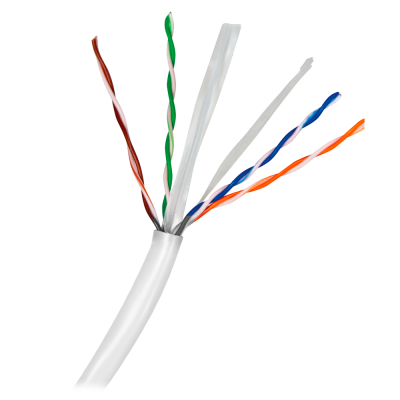 Cabo de rede branco com fios internos coloridos