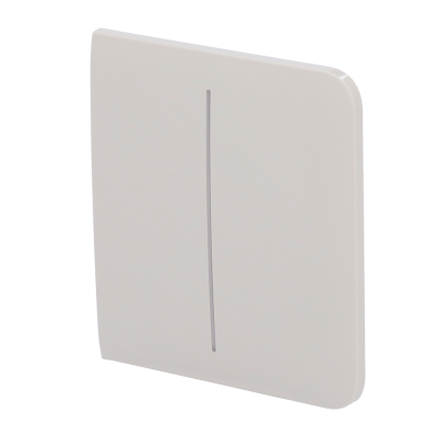 Interruptor de parede branco com linha vertical cinzenta no centro