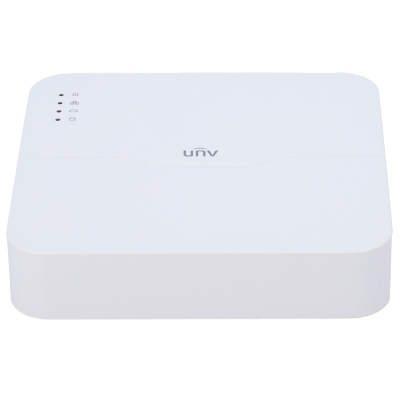 Dispositivo eletrônico branco com bordas arredondadas e LEDs indicadores