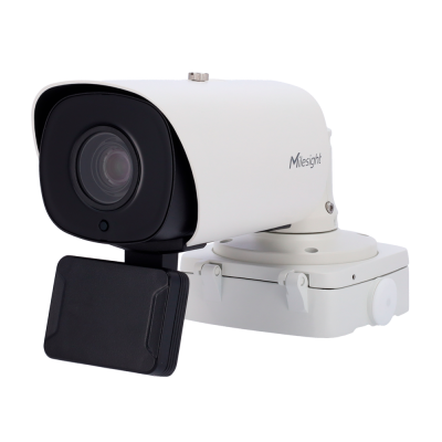 Câmara de vigilância branca e preta da marca Milesight