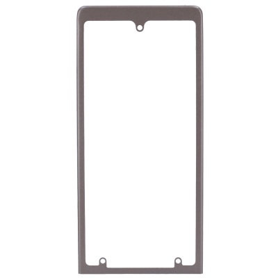 Moldura metálica cinza para telemóvel com recortes