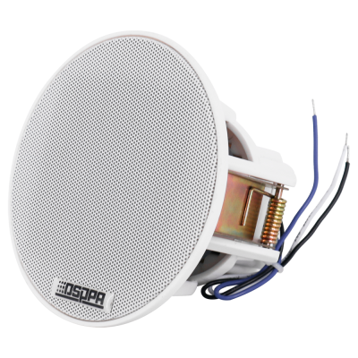 Coluna de teto redonda branca com grelha perfurada e fios elétricos