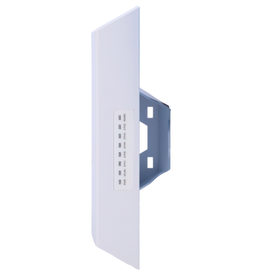 Dispositivo eletrónico branco com indicador e suporte metálico