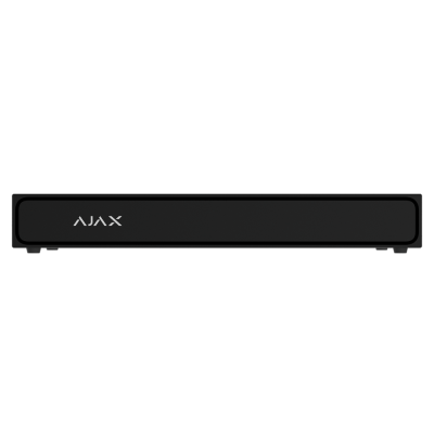 Dispositivo eletrônico remoto preto com logotipo AJAX branco