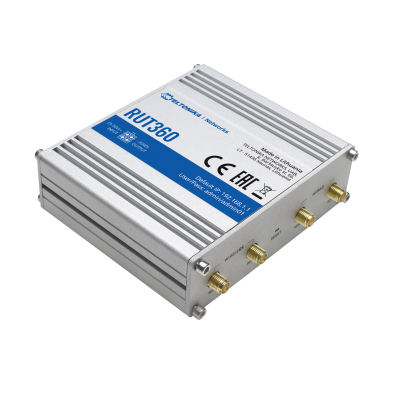 Dispositivo eletrónico metálico com etiqueta azul e branca e quatro conectores dourados