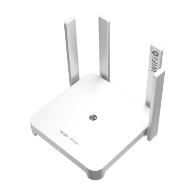 roteador WiFi branco com quatro antenas e etiqueta WiFi 6