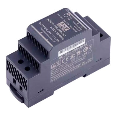 Transformador elétrico cinzento com etiquetas e especificações técnicas