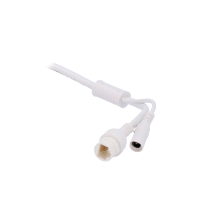 Cabo branco com conector RJ45 e conector de alimentação DC