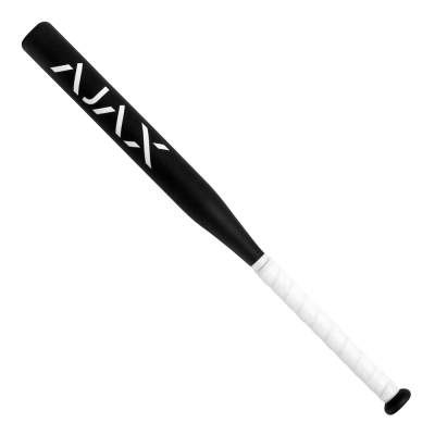 Taco de basebol preto com punho branco e texto T3X