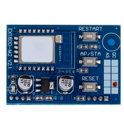 Placa eletrónica azul com botões e componentes eletrónicos