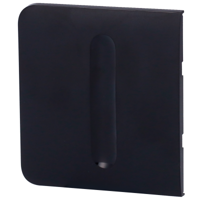 Objeto quadrado preto com ranhura vertical central