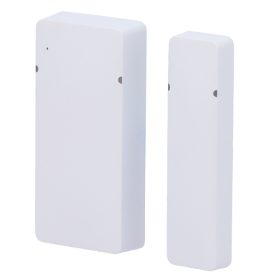 Dois dispositivos eletrónicos retangulares brancos com cantos arredondados e pequenos orifícios.