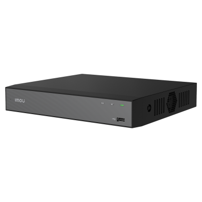 Dispositivo eletrónico preto com leitor USB e LEDs indicadores na frente cinzenta