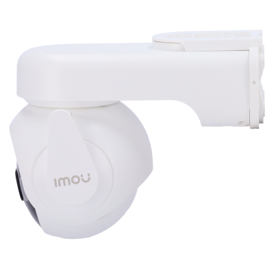 Câmara de segurança branca com lente hemisférica e texto imou na lateral