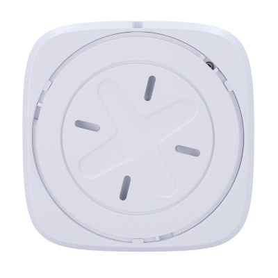 Dispositivo branco quadrado com tampa circular e fendas