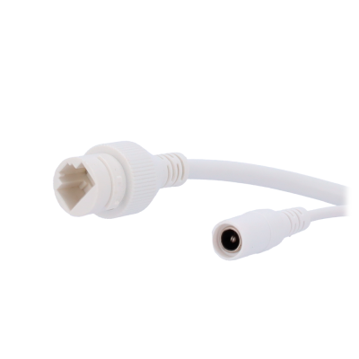 Cabo branco com conectores RJ45 e DC fêmea