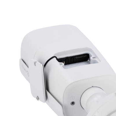 Câmara de segurança branca com suporte e porta de cartão de memória