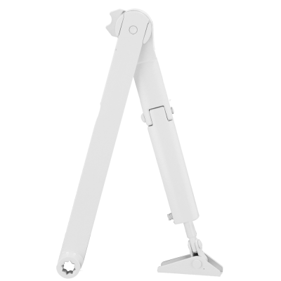 Articulador metálico branco com juntas e base triangular