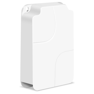 Máquina dispensadora automática branca com detalhe em forma de olho