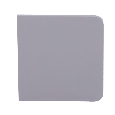 Caixa quadrada cinzenta com cantos arredondados sobre fundo branco