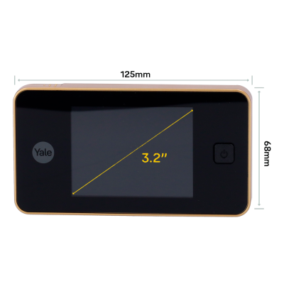 Dispositivo eletrônico com ecrã e botões, medida 125mm x 68mm.