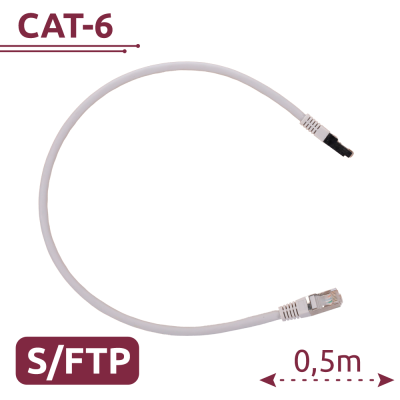 Cabo de rede CAT-6 branco com conectores RJ45