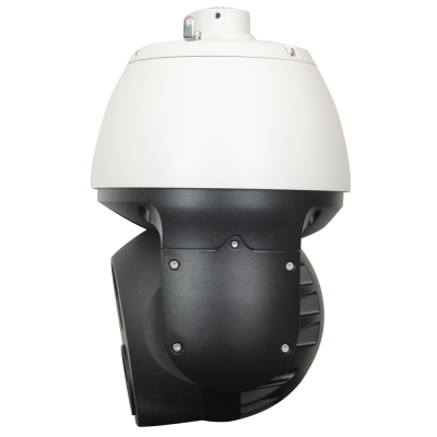 Câmara de vigilância motorizada branca e preta