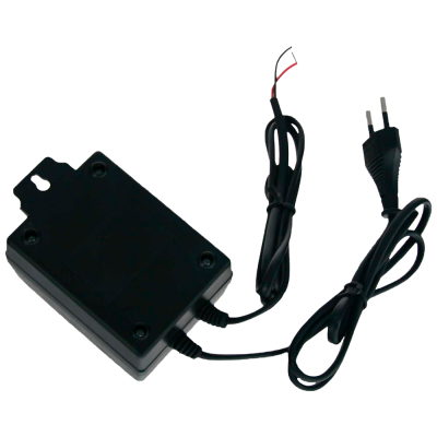 Adaptador de corrente preto com cabo e plugue europeu
