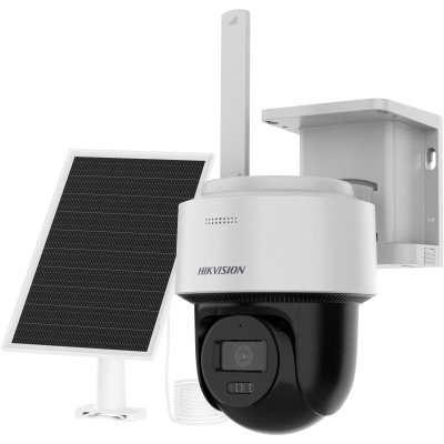 Câmara de segurança Hikvision com painel solar e suporte de parede