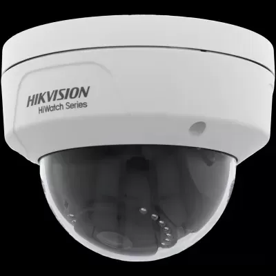 Câmara de segurança branca HIKVISION HiWatch Series com cobertura de vidro escuro