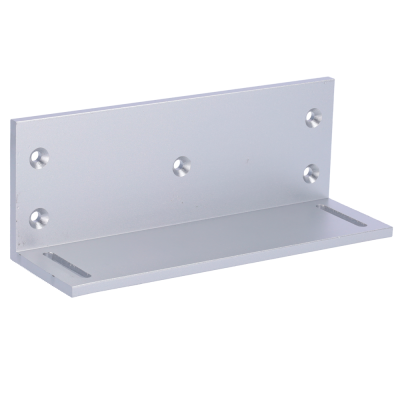 Suporte metálico em forma de L branco com furos de fixação