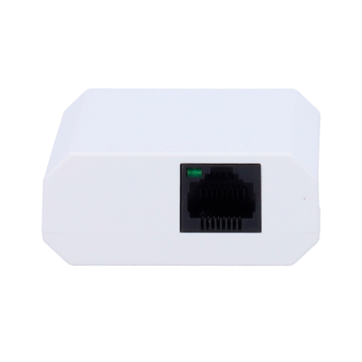 Adaptador ou conector de rede com porta RJ45 e LED verde