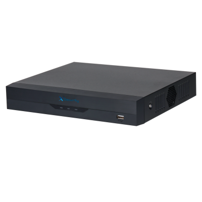 Aparelho eletrónico preto XSsecurity com porta USB e ventoinha lateral