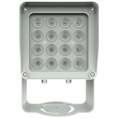 Projetor LED quadrado cinza com 16 lentes circulares em matriz 4x4