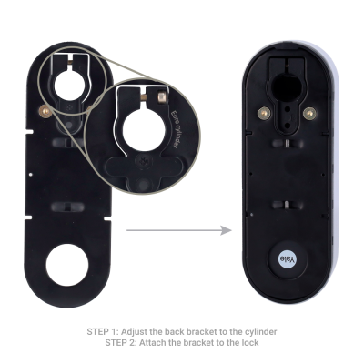 Suporte de bloqueio preto e branco com ajuste para cilindro e instruções