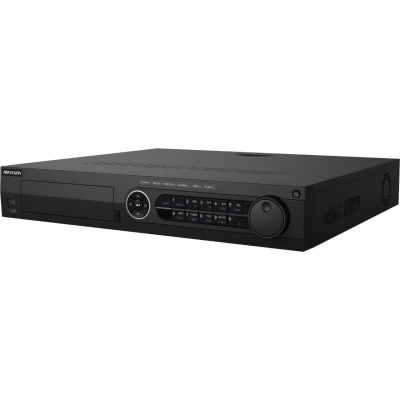 Gravador digital preto HIKVISION com botões, LEDs indicadores e portas USB