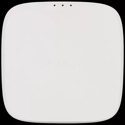 Sensor de segurança branco quadrado com nome AJAX em relevo