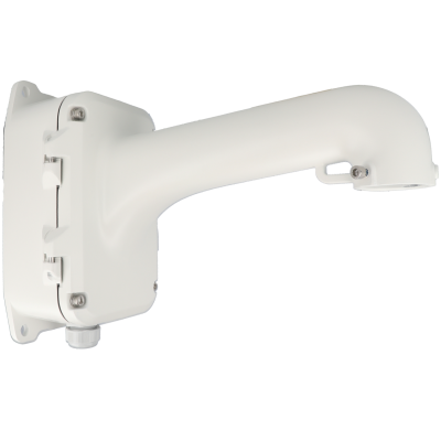 Suporte de fixação branco em forma de braço curvo para montagem em parede