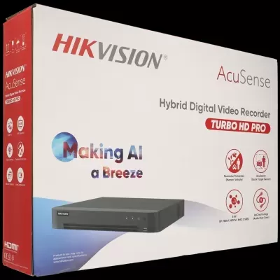 Embalagem do gravador de vídeo digital híbrido HIKVISION AcuSense Turbo HD Pro