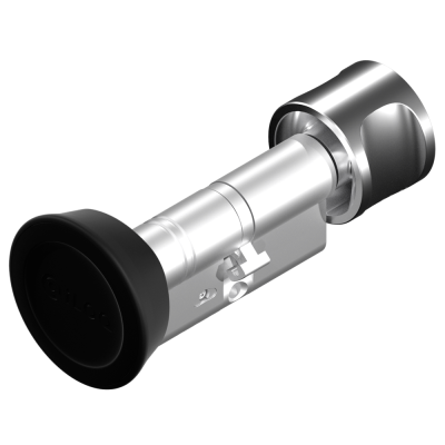 Fecho de porta cilíndrico metálico com borracha preta